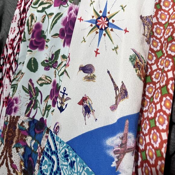 One September Anthropologie Milieu Top patchwork shirt sz S knit mixed media - Picture 4 of 8
